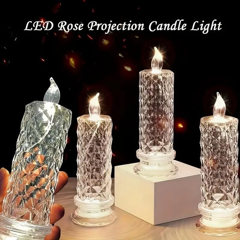 🕯️💎 4er-Set LED-Kerzen｜Kristall-Optik, stimmungsvolle Raumdekoration