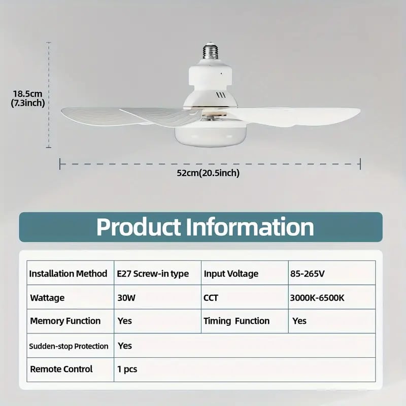 🌀 50% RABATT! ⏳ 40W LED-Deckenventilator mit Licht & Fernbedienung – Ultra-leise, 52 cm & E27-Fassung – Perfekt für Schlafzimmer, Küche oder Garage – inklusive B22-Adapter 🔥