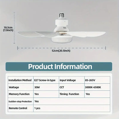 🌀 50% RABATT! ⏳ 40W LED-Deckenventilator mit Licht & Fernbedienung – Ultra-leise, 52 cm & E27-Fassung – Perfekt für Schlafzimmer, Küche oder Garage – inklusive B22-Adapter 🔥