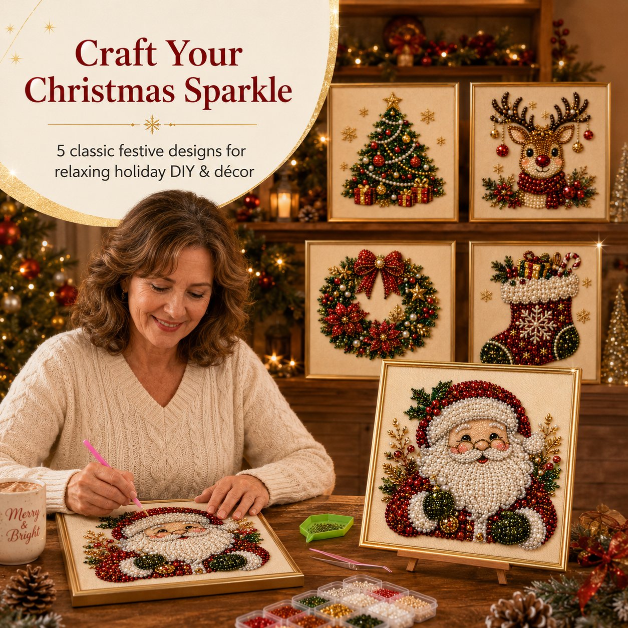 💎 -50% RABATT | 🎅Weihnachts-Diamond-Painting-Set – Kreativer Bastelspaß für Groß & Klein