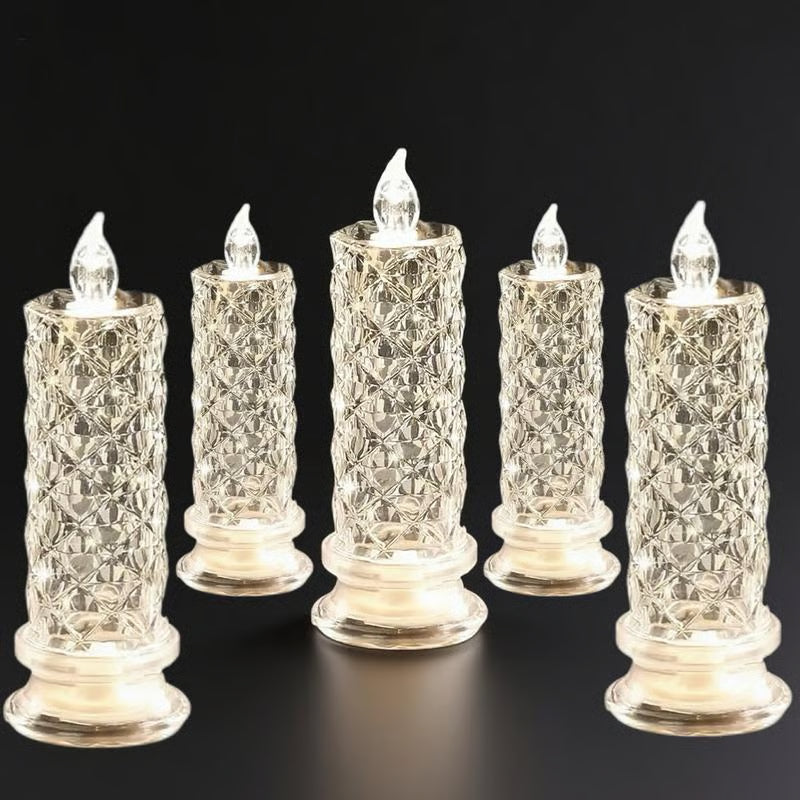 🕯️💎 4er-Set LED-Kerzen｜Kristall-Optik, stimmungsvolle Raumdekoration