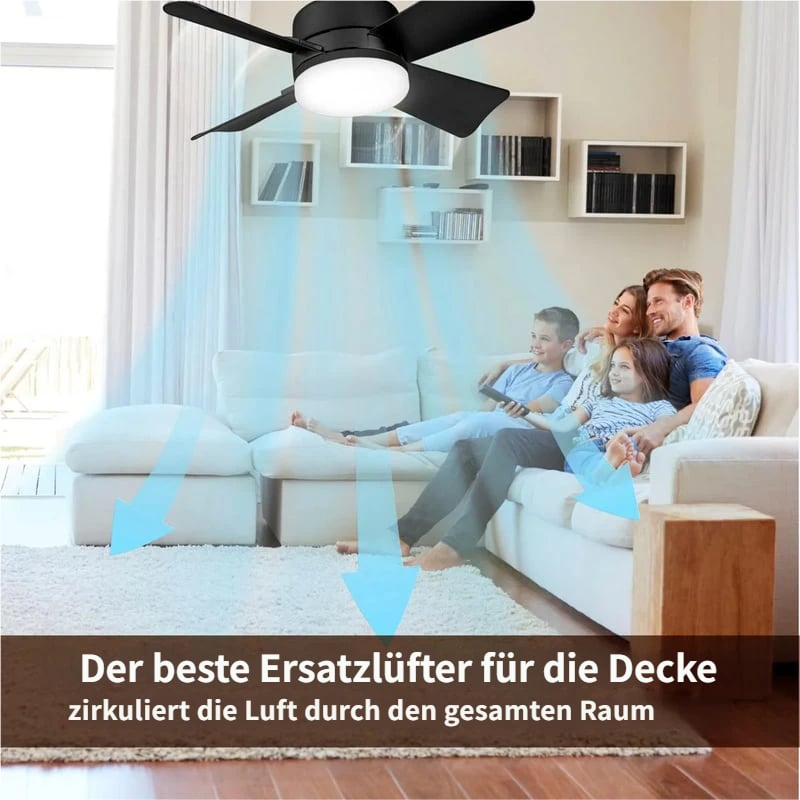🔥Modernes 40W LED Deckenventilator-Licht (Ø 52cm) – Ultra-Leise mit Fernbedienung, E27 Sockel inkl. B22 Adapter. Ideal für Schlafzimmer, Küche & Garage.