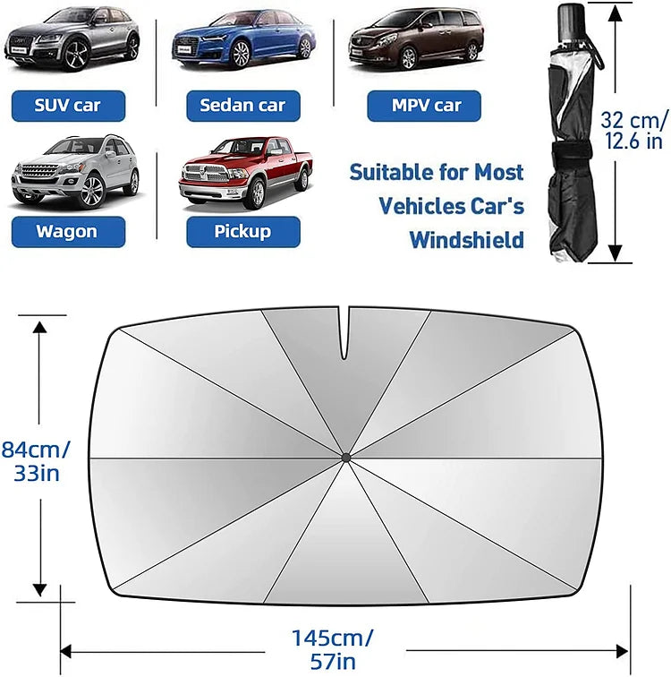 ⏳Begrenzte Zeit -50 %💥Zusammenklappbarer Autoschirm - Schutz vor Hitze und UV-Strahlen ☀️☂️ - Ideal, um Ihr Auto kühl zu halten!