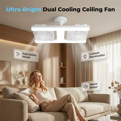 ✈Versandkostenfrei🌬️✨Deckenventilator mit Doppelkopf und LED-Licht – modernes Design mit Fernbedienung für Wohnzimmer & Schlafzimmer