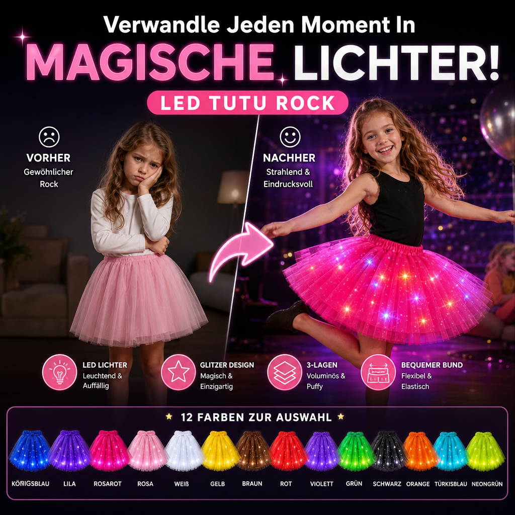 💕 50% RABATT! ✨ Magischer LED-Tutu-Rock – Leuchtend, leicht & verspiel – Ideal für Partys, Festivals & besondere Anlässe 🌸