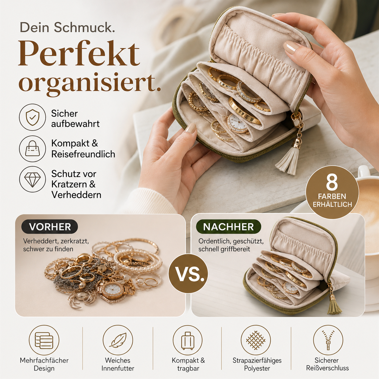 💎 KAUFE 1, ERHALTE 1 GRATIS! 👛 Mini-Schmucktasche mit Reißverschluss – Kompakt, elegant & ideal für Reisen – Schützt deine Schätze unterwegs ✈️