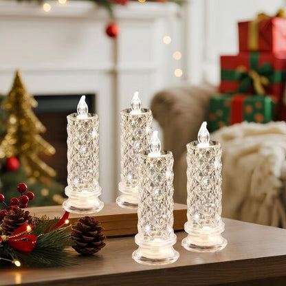 🕯️💎 4er-Set LED-Kerzen｜Kristall-Optik, stimmungsvolle Raumdekoration