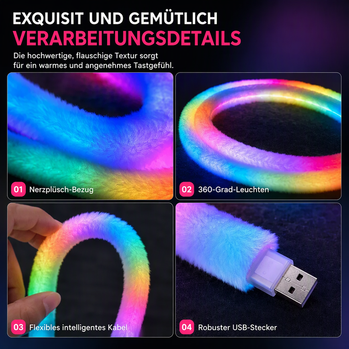 ✨ 50% RABATT! 🌟 Neon-Lichtband in Marderfell-Optik – 360° Rundumbeleuchtung ✨