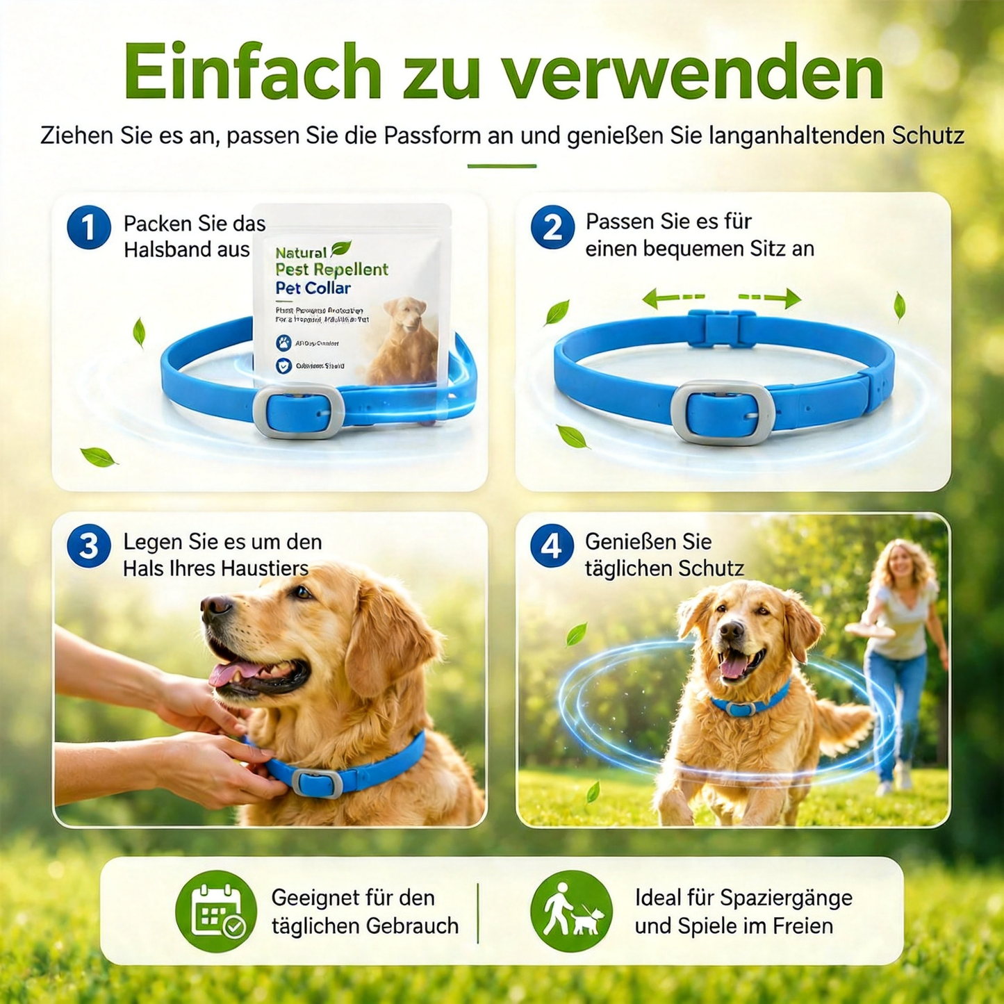 🎁 1+1 GRATIS🛡️Halsband mit natürlichen ätherischen Ölen zur Abwehr von Schädlingen bei Haustieren
