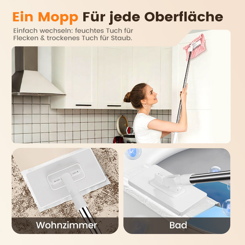 🎁Begrenzte Stückzahl 40 % Rabatt🧹✨ Einweg-Staubmopp mit 4 wiederverwendbaren Bezügen – Praktisch und effektiv 💥🌟