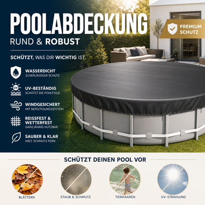 🏊 -50% RABATT | Wasserdichte Poolabdeckung aus 210D Oxford-Gewebe – Robuster Schutz für Aufstellpools
