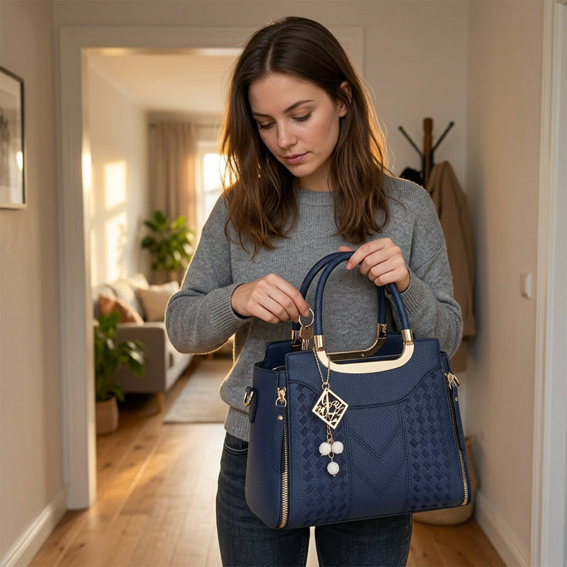 👜✨ 50% Rabatt! Premium Damen Handtasche mit V-Naht & Gold Hardware – Geräumig, Elegant & Vielseitig für den Alltag
