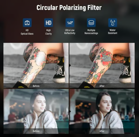 🔥🔥Kaufen Sie mehr und profitieren Sie von größeren Rabatten! 52 mm Clip-on-Zirkularpolarisationsfilter für Kameraobjektive