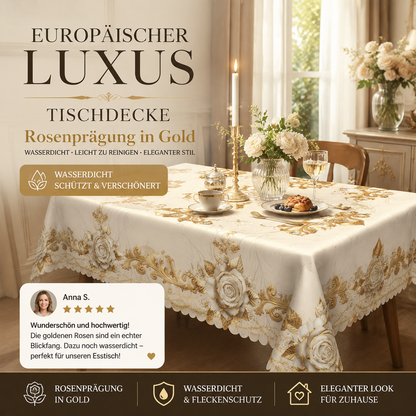 🔥🔥 2026 NEU 🥳🌹Wasserdichte goldene Rosen-Tischdecke