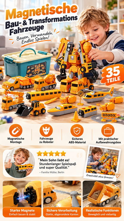 🧲 50% RABATT 🚗 Magnetischer Auto-Bausatz, verwandelbares Konstruktionsspielzeug