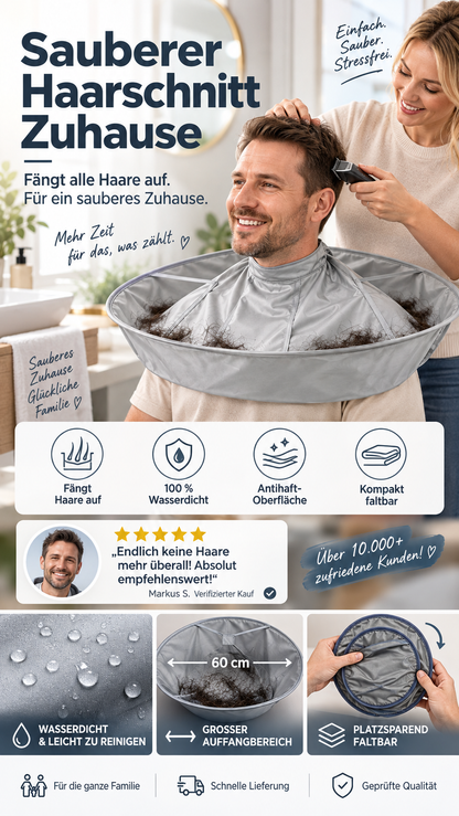 ✂️ 50% RABATT! 💇 Grauer Friseurumhang für Erwachsene – atmungsaktiv & geruchsneutral, für Schneiden & Färben