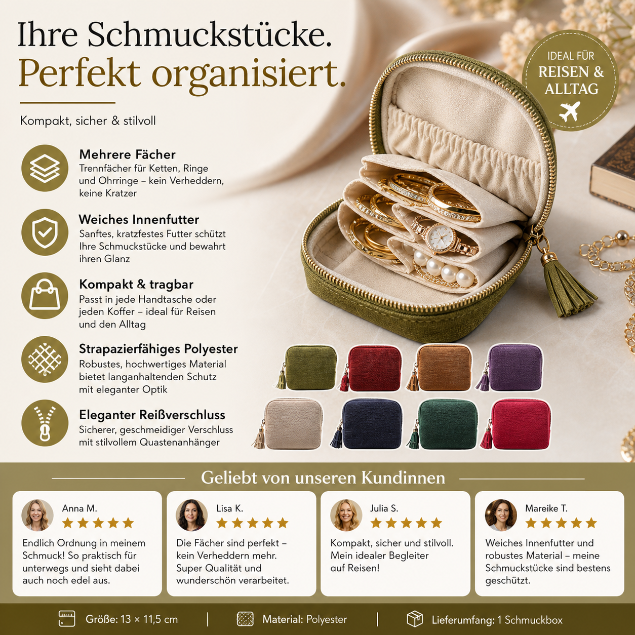 💎 KAUFE 1, ERHALTE 1 GRATIS! 👛 Mini-Schmucktasche mit Reißverschluss – Kompakt, elegant & ideal für Reisen – Schützt deine Schätze unterwegs ✈️