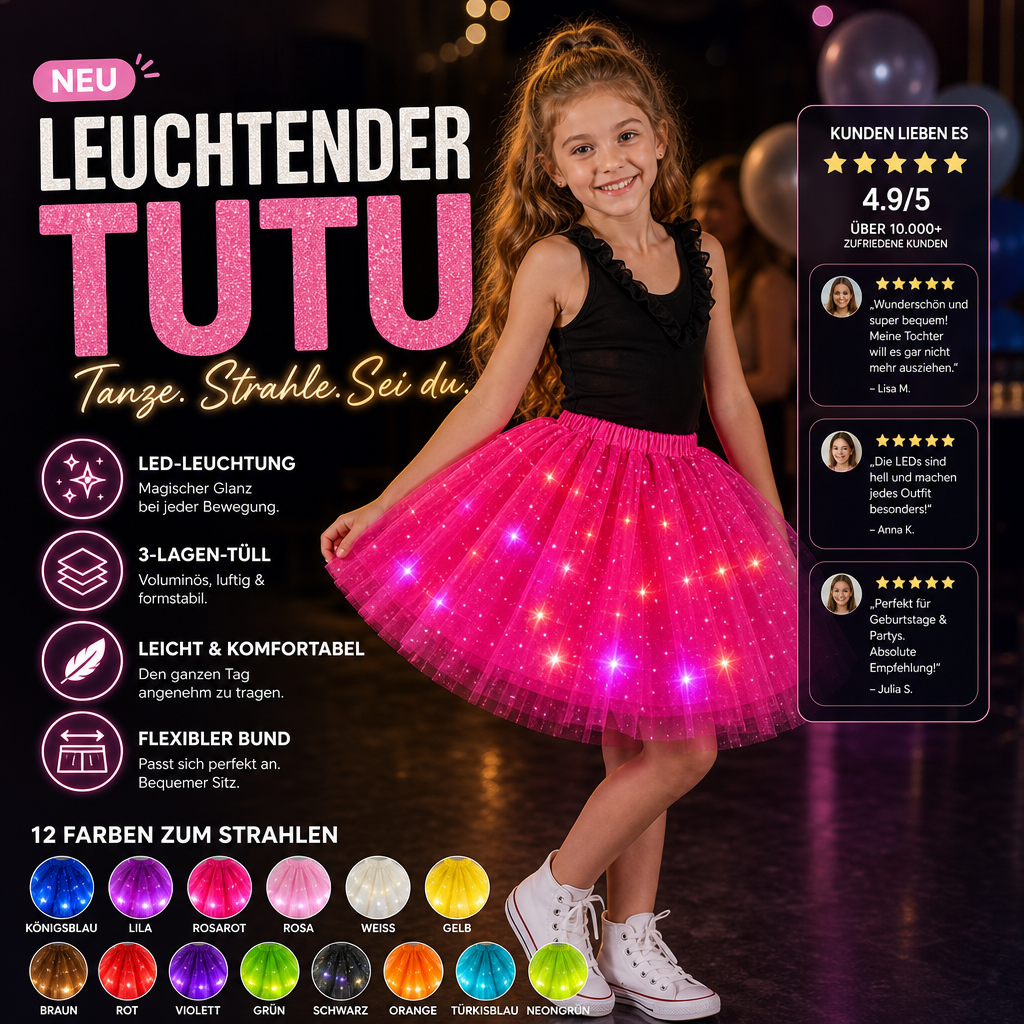 💕 50% RABATT! ✨ Magischer LED-Tutu-Rock – Leuchtend, leicht & verspiel – Ideal für Partys, Festivals & besondere Anlässe 🌸
