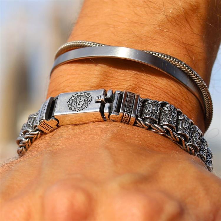 📢📢50 % Rabatt!! ⏰ Tibetisches Gebetsmühlen-Armband – 925er Sterlingsilber, Glücksbringer & Valentinstagsgeschenk