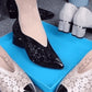 🔥Zeitlich begrenzter Rabatt👡Slipper aus Mesh mit Kristallen und dickem Absatz