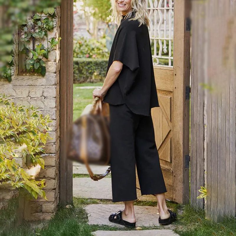 💫Sommer Hot Sale💃Set breiter Hosen mit 3/4 Ärmeln für Frauen