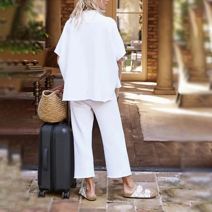 💫Sommer Hot Sale💃Set breiter Hosen mit 3/4 Ärmeln für Frauen