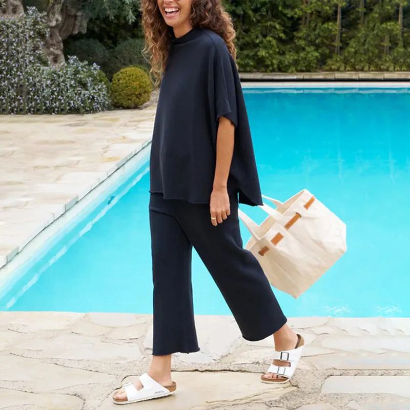 💫Sommer Hot Sale💃Set breiter Hosen mit 3/4 Ärmeln für Frauen