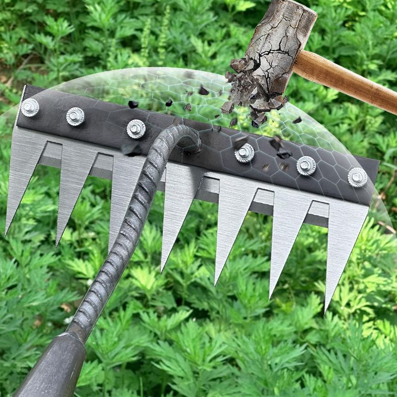 🔥Großer Verkauf 💕Je mehr Sie kaufen, desto höher ist der Rabatt💕Unkrautrechen aus Karbonstahl mit 5/6/7/8 Zähnen für den Garten