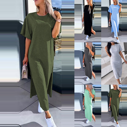 💕HEISSER VERKAUF 2024💕Langärmliges, geschlitztes T-Shirt-Kleid für Damen