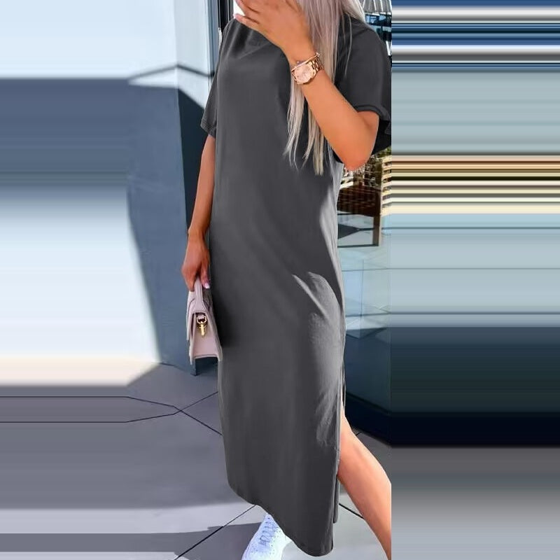 💕HEISSER VERKAUF 2024💕Langärmliges, geschlitztes T-Shirt-Kleid für Damen