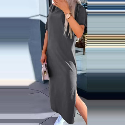 💕HEISSER VERKAUF 2024💕Langärmliges, geschlitztes T-Shirt-Kleid für Damen