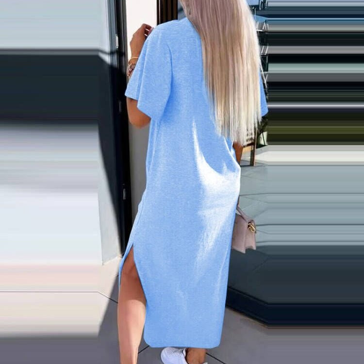💕HEISSER VERKAUF 2024💕Langärmliges, geschlitztes T-Shirt-Kleid für Damen
