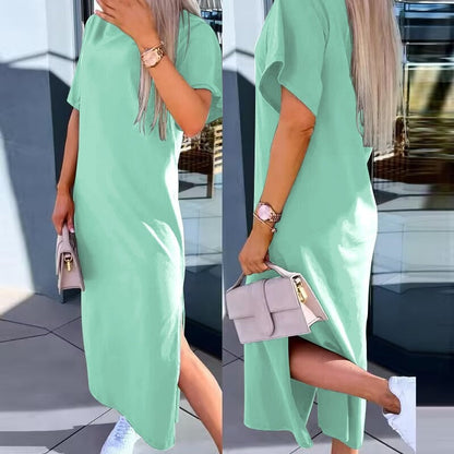 💕HEISSER VERKAUF 2024💕Langärmliges, geschlitztes T-Shirt-Kleid für Damen