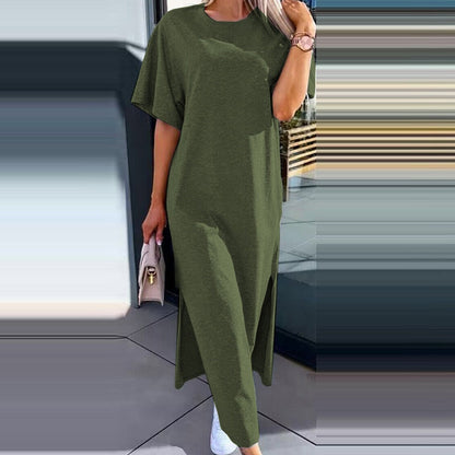 💕HEISSER VERKAUF 2024💕Langärmliges, geschlitztes T-Shirt-Kleid für Damen