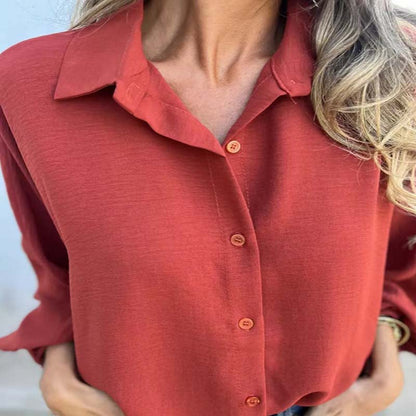 🔥Elegantes einfarbiges Damenhemd mit Knopfleiste🥰