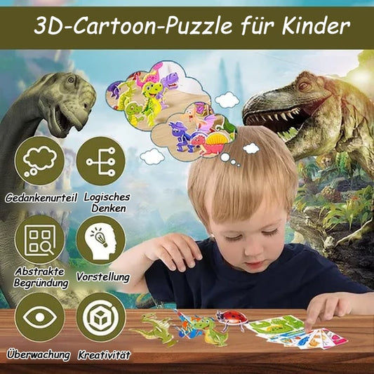 🧩 ✨ 3D-CARTOON-PUZZLE - 57 Teile mit Leuchtfarben, Förderung von Kreativität und räumlichem Denken bei Kindern ab 4 Jahren 🎨👧
