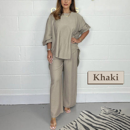 💞Langärmelige Hosen mit hoher Taille und weitem Bein für Frauen Anzug