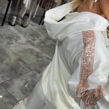 🥰50% Rabatt 2-teiliges Set aus Oberteilen und Hosen mit Kapuze und Kordelzug für Damen