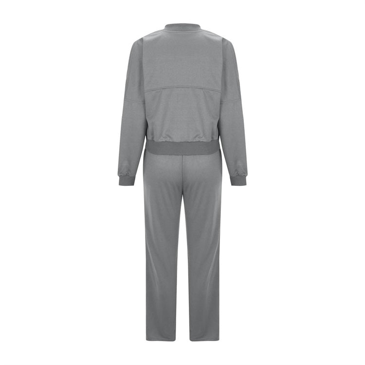 🔥Damen 2-teiliges Set, langärmelige Jacke mit Reißverschluss und Hose mit Kordelzug👗