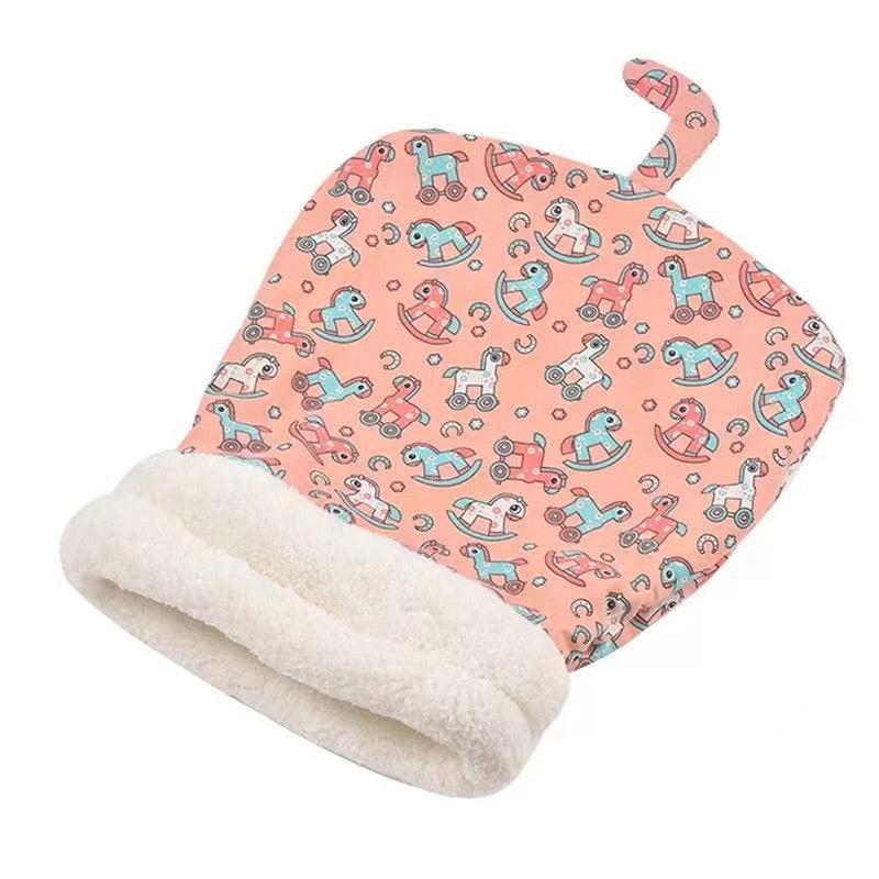 ⏳Zeitlich begrenztes Angebot⏳ Flauschiger Katzen-Winterschlafsack – halb geschlossene Kuschelhöhle mit Cartoon-Muster, Rosa oder Blau