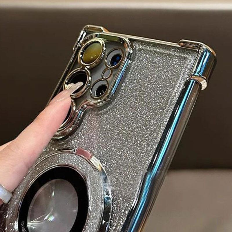 Magnetische Handyhülle mit Glitzerlinse und Ständer