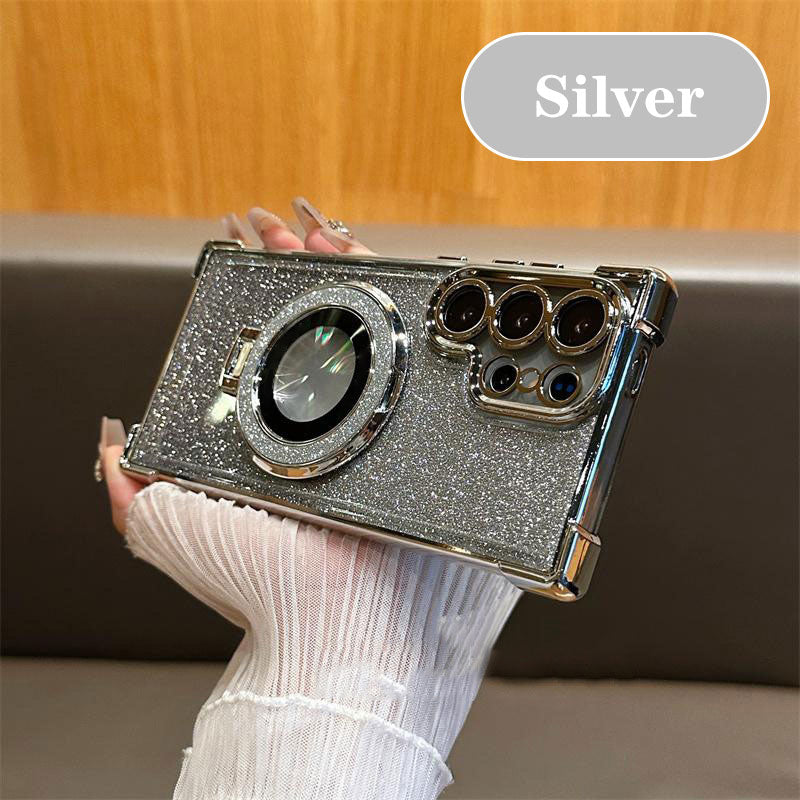 Magnetische Handyhülle mit Glitzerlinse und Ständer