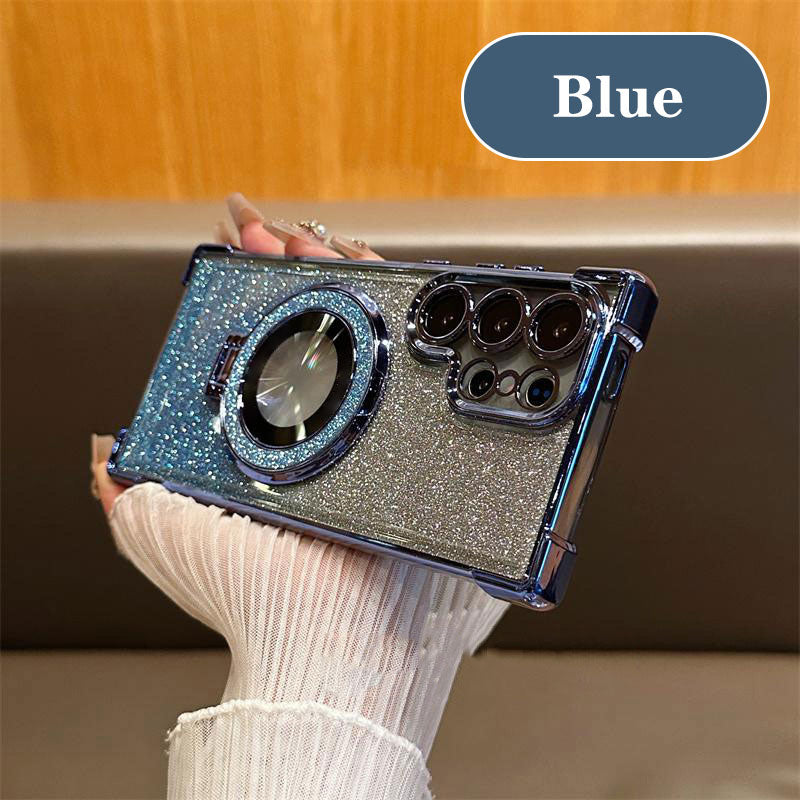 Magnetische Handyhülle mit Glitzerlinse und Ständer