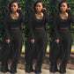 Gestricktes Stretch-Tanktop, Leggings mit hoher Taille und lange Strickjacke für Frauen, 3-teiliges Set