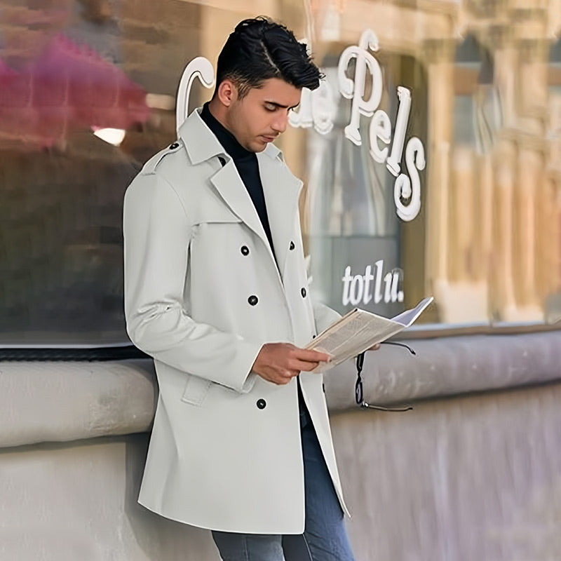 Zweireihige Mäntel mit Revers und Taschen für Herren