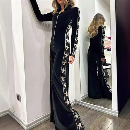 Damen-Jumpsuit mit Schlaghose und Reißverschluss
