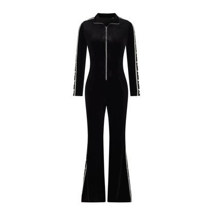 Damen-Jumpsuit mit Schlaghose und Reißverschluss