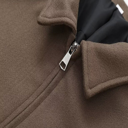 Kurzjacke mit Reißverschluss und Reverskragen in Uni-Farbe für Damen