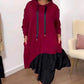 🎅Weihnachtsaktion 50% Rabatt🎄Stylisches, locker sitzendes Kleid mit gerüschtem Saum und Kapuze für Frauen