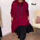 🎅Weihnachtsaktion 50% Rabatt🎄Stylisches, locker sitzendes Kleid mit gerüschtem Saum und Kapuze für Frauen